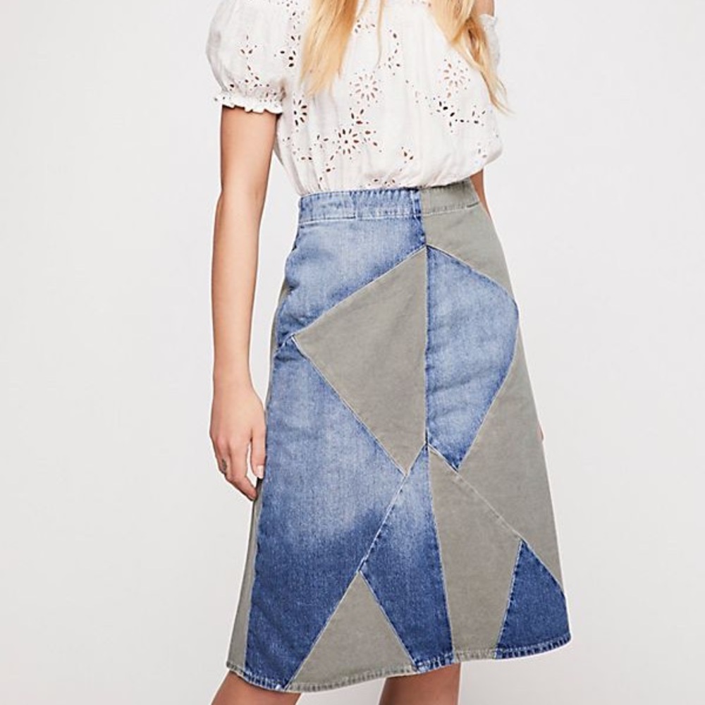 Etienne Marcel two tone patchwork skirt NWOT